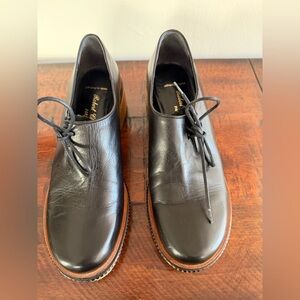 Robert Clergerie Women’s Black Leather Lace-Up Shoes Size 8 Made In Portugal